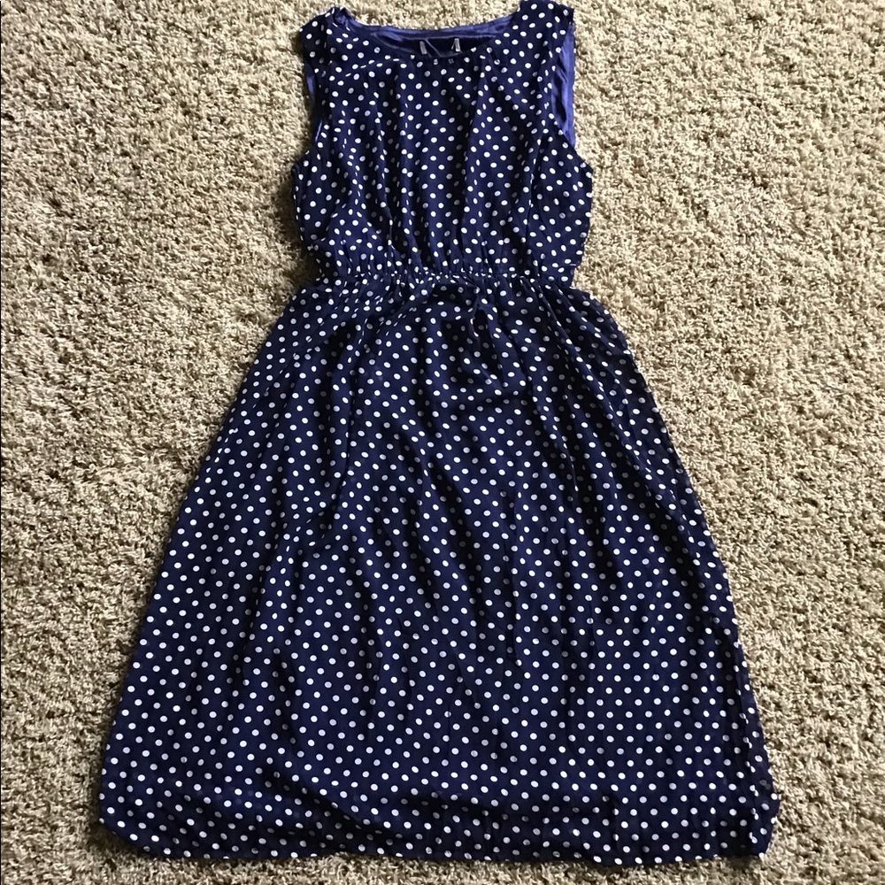 Navy Blue Polkadot Dress